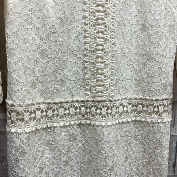 Laundry By Shelli Segal Jewel-Neck Lace 3/4 Sleeve Mini Dress White Size 4P $265 - Picture 6 of 12